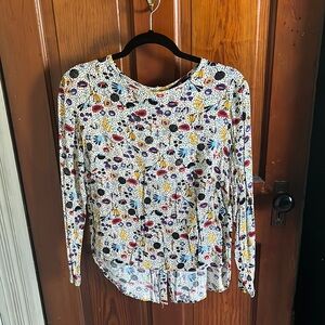 H&M Women’s Size 8 Abstract Floral Boho 80s Inspired long sleeve blouse